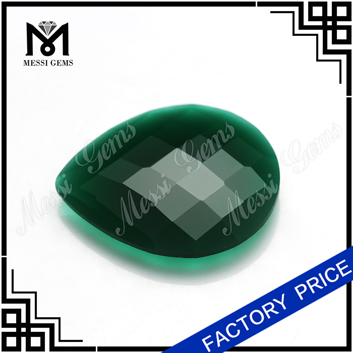 Jade vert à facettes de poire en gros de pierre de jade naturelle pour des bijoux d'anneau