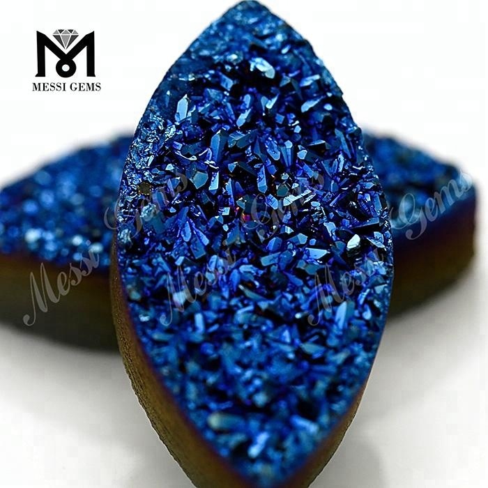 Vente en gros Marquise Blue Natural Druzy Agate Stone