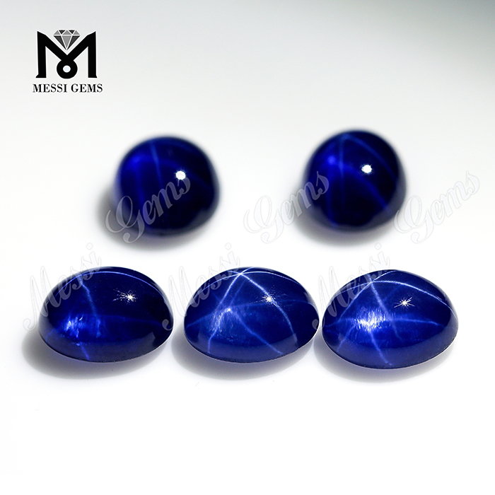 Oval Cabochon Lab a créé des gemmes de saphir étoilé bleu pour la fabrication de bagues