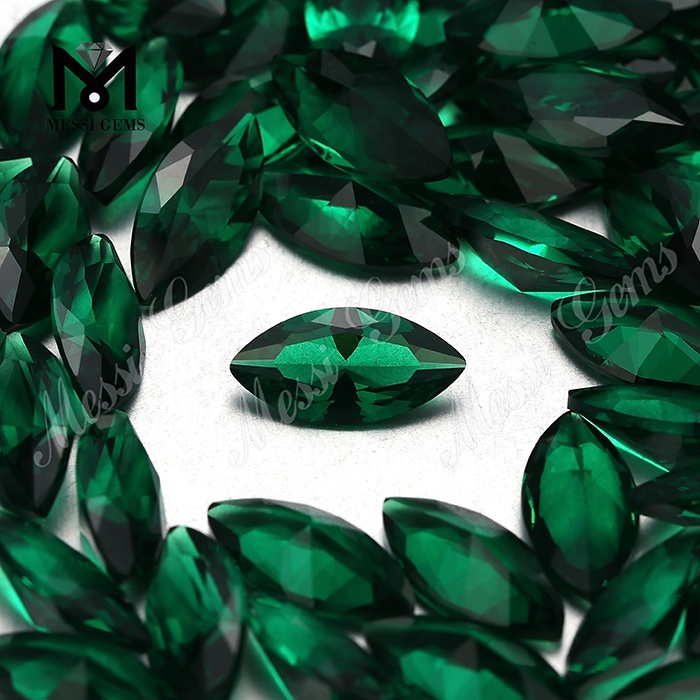 pierre gemme en vrac marquise nano de couleur vert émeraude synthétique