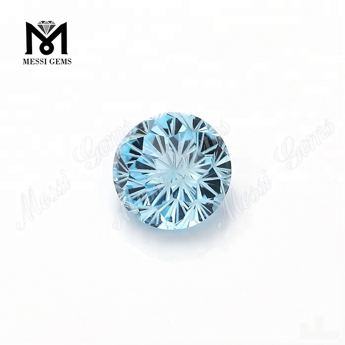 Fleur Coupe Fantaisie Coupe Ronde 14.0mm Aigue-Marine Prix Pierres Précieuses