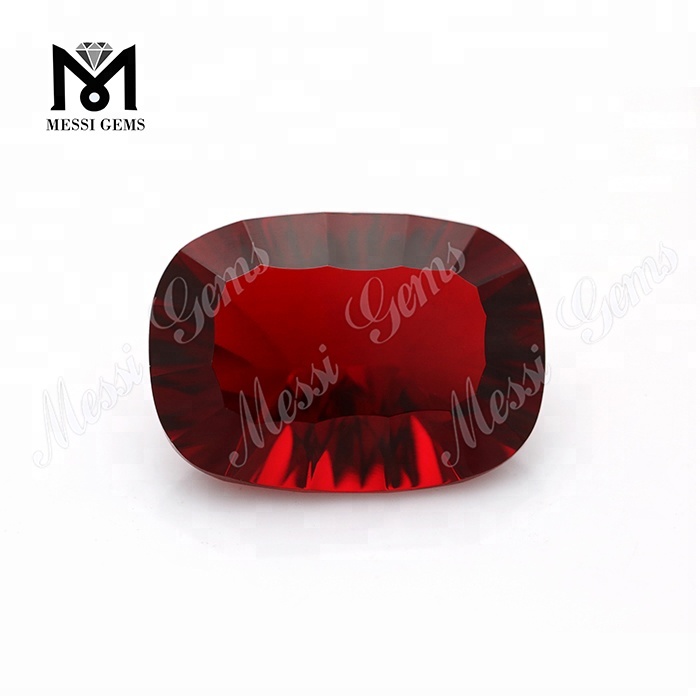 Prix ​​d'usine de Wuzhou coussin d'art lapidaire coupe concave pierres de verre de couleur rouge