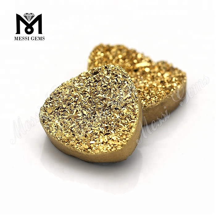 Vente en gros de pierres précieuses d'agate druzy naturelle en or taillé en billions
