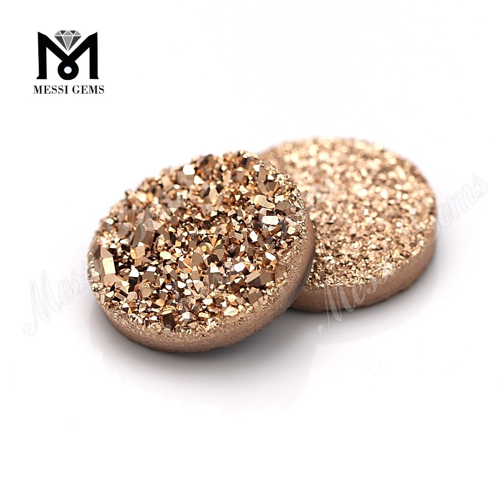 Pierre Druzy naturelle ronde en or rose de 12 mm