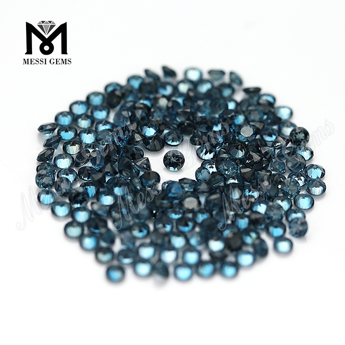 Pierres de topaze bleu londres rondes naturelles de 3,0 mm taillées à la machine