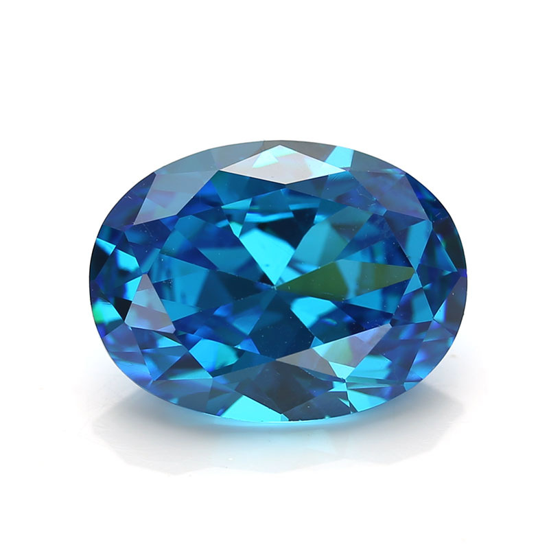 Prix ​​en vrac ovale 13X18mm Aqua bleu pierres de zircone cubique rugueux