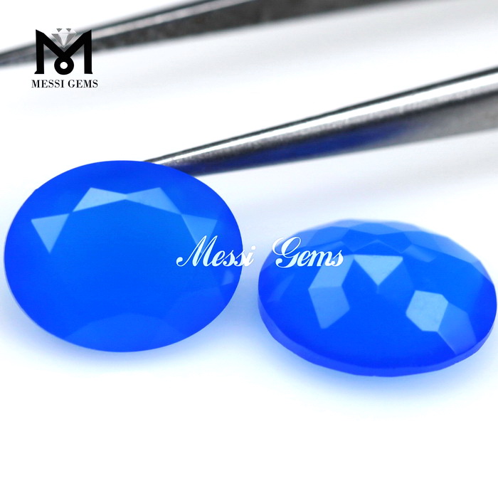 Perles d'agate ovale de pierres précieuses de mode de vente chaude 8x10 pierre d'agate bleue lâche