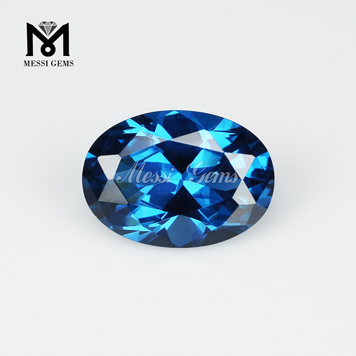 Ovale 10 x 14 mm 120 # Pierres de spinelle synthétiques bleues