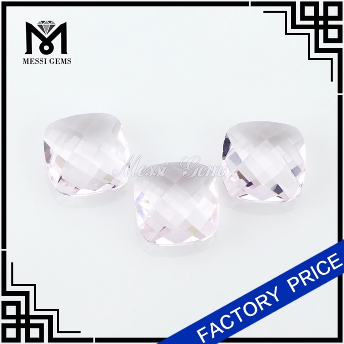 kunzite carré double face tortue visage cristaux de verre rose pierre gemme