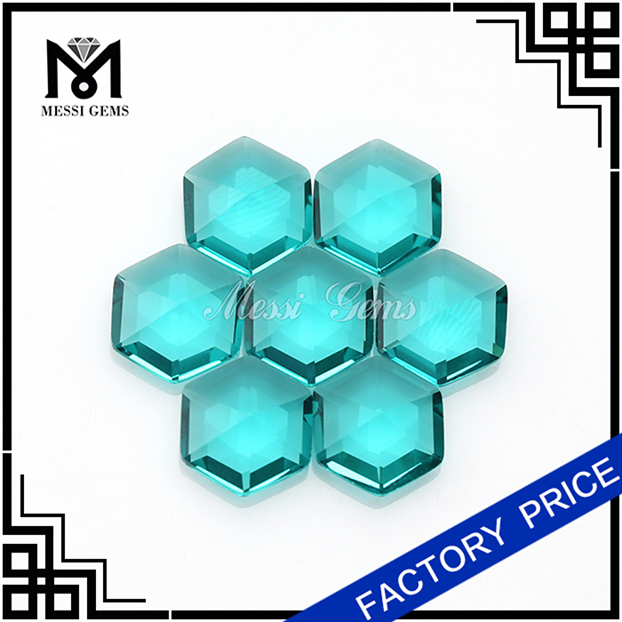 Gemmes en verre de cristal vert pierre gemme en verre de forme hexagonale