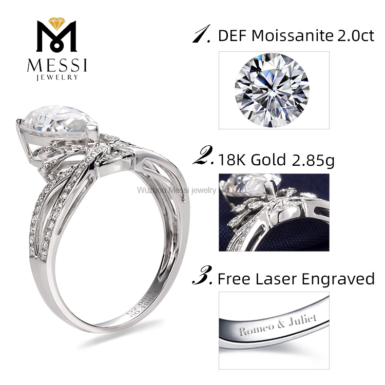Bague de mariage en diamant Moissanite 14k 18k bague moissanite mode