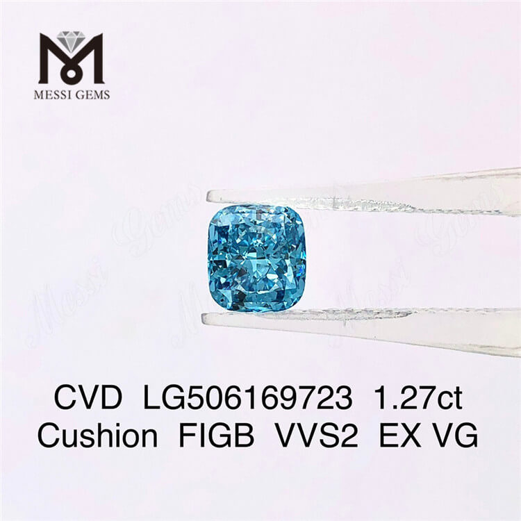 Diamants de laboratoire VVS taille coussin bleu FIG de 1,27 ct 6,55 x 5,93 x 3,97 mm