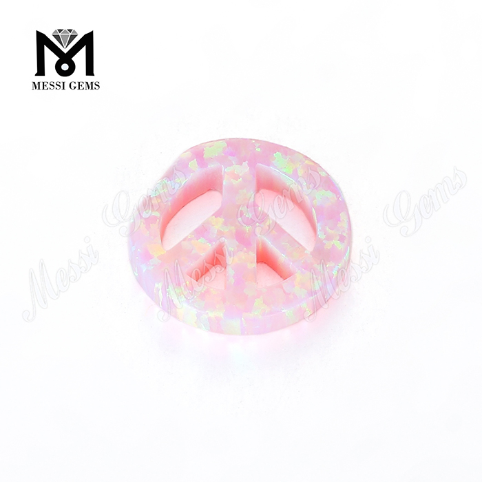 pierres précieuses en forme de paix forme cabochon de couleur rose pierres d'opale synthétiques