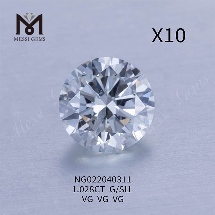 G 1.028ct SI1 blanc Lab Grown Diamond stone Round EX CUT