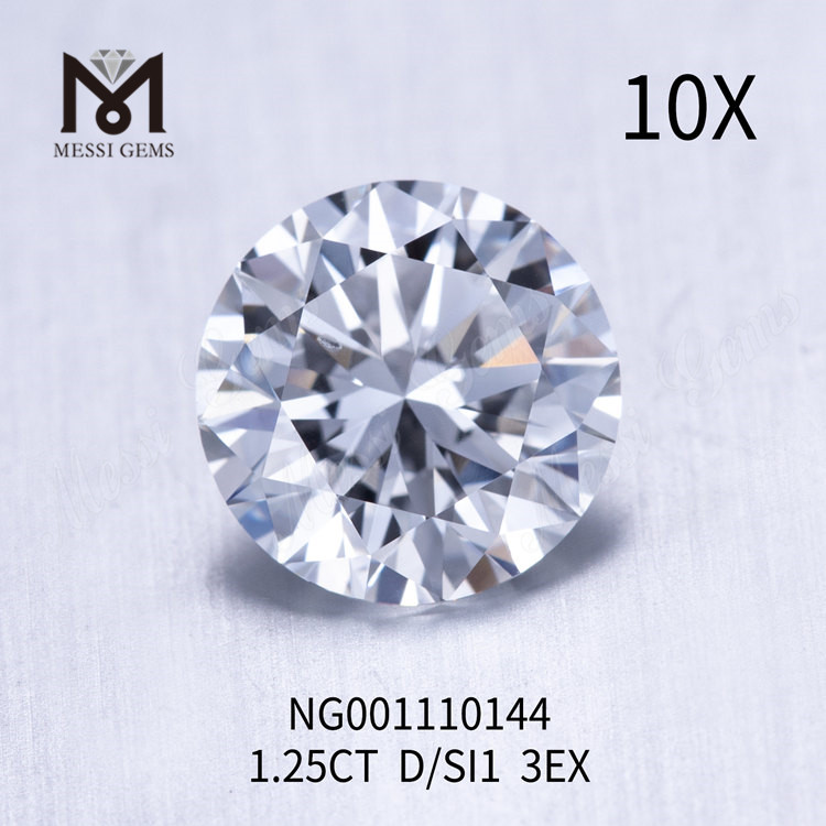 1.25ct D RD Lab diamant cultivé SI1 EX Cut Grade