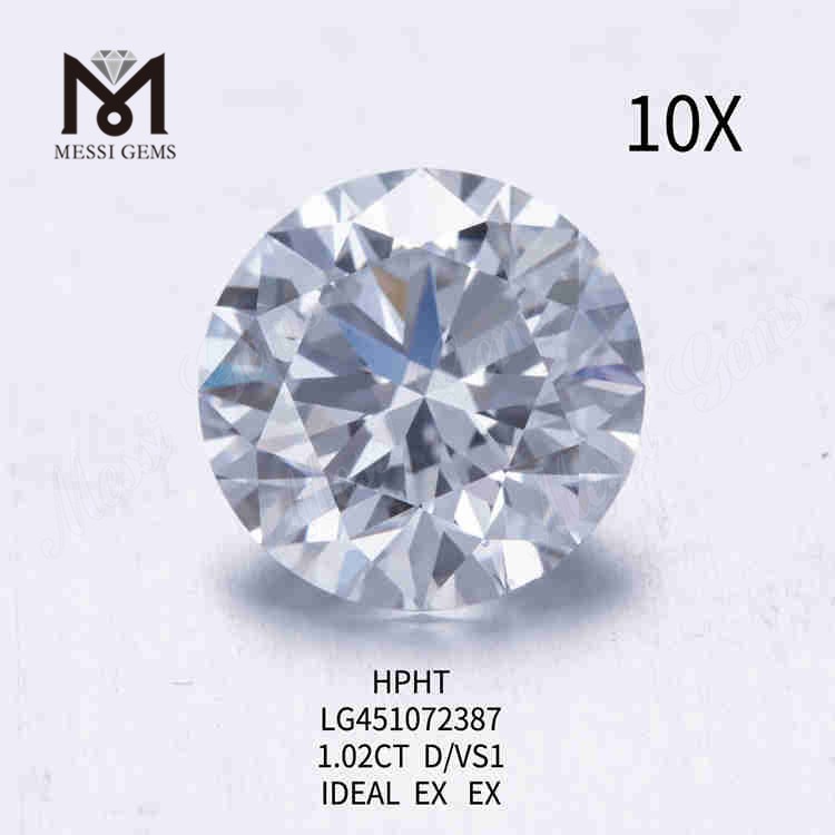 1.02ct D/VS1 RD diamant cultivé en laboratoire IDEAL