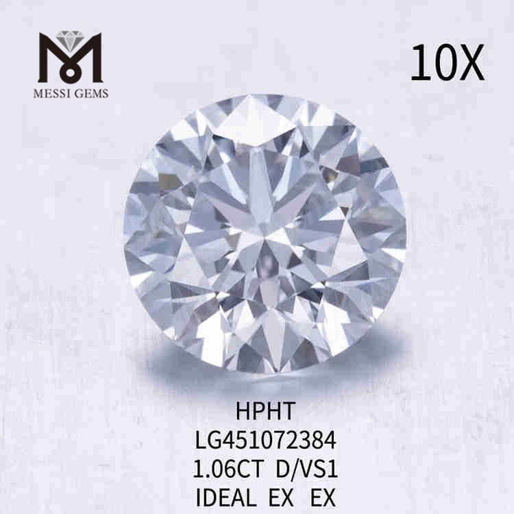 1.06ct D/VS1 RD diamant développé en laboratoire en vrac IDEAL HPHT