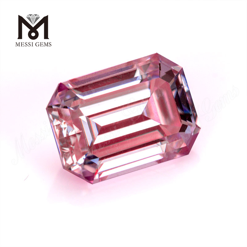 Prix ​​usine 1 carat 6.5x5mm rose VVS Moissanite pierre émeraude taillée pour la fabrication de bijoux