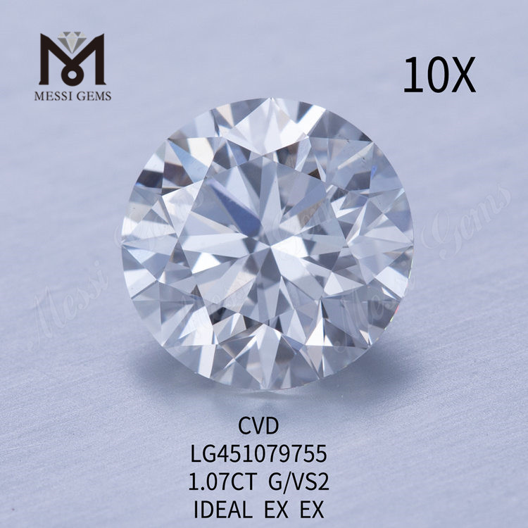1,07 carat CVD G VS2 IDEAL Diamants ronds brillants fabriqués en laboratoire