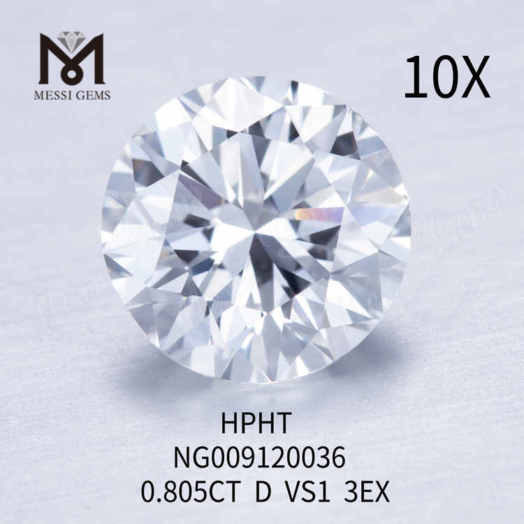 0,805 carat D VS1 diamant rond créé en laboratoire 3EX