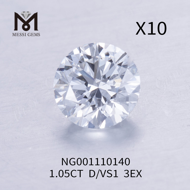 Diamants de laboratoire ronds 1,05 ct D VS1 EX Cut Grade