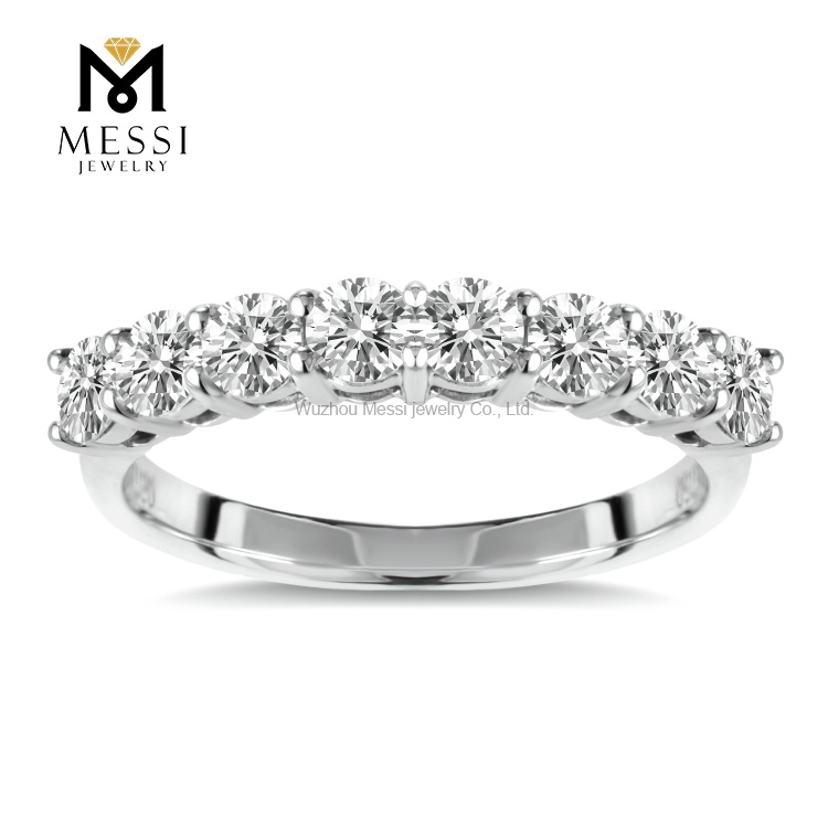 Demi-bague éternité 14K 18K bijoux en or blanc bagues de mariage moissanite