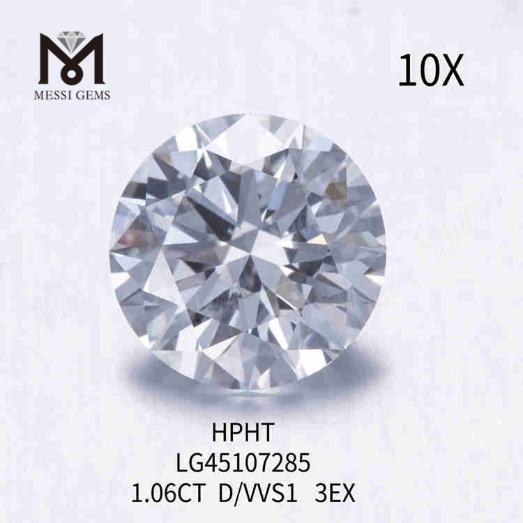 1.06ct blanc D/VVS1 RD diamant cultivé en laboratoire lâche 3EX