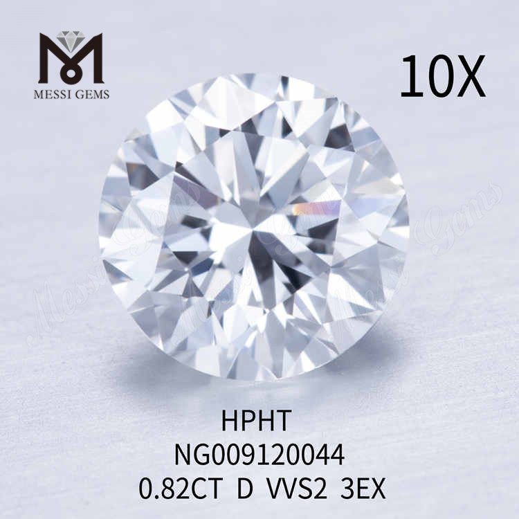 Diamant de laboratoire rond D VVS2 3EX 0.82CT