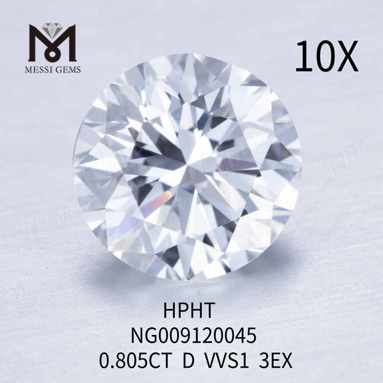 0.805CT Round D VVS2 3EX diamant cultivé en laboratoire en vrac
