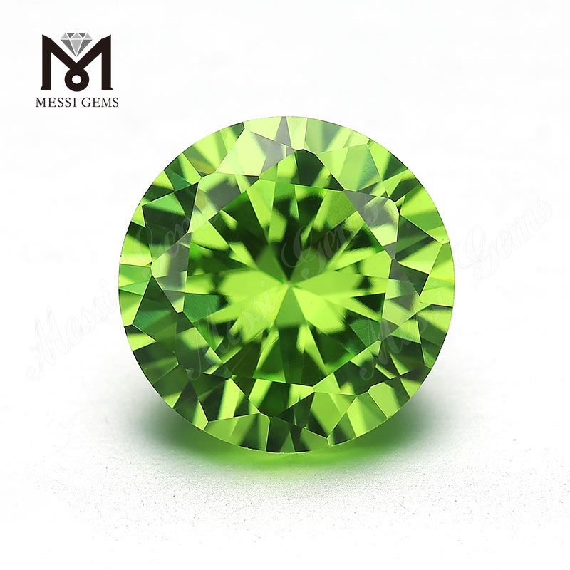 Usine de pierre synthétique cz 8.0mm ronde zircone cubique de couleur vert pomme