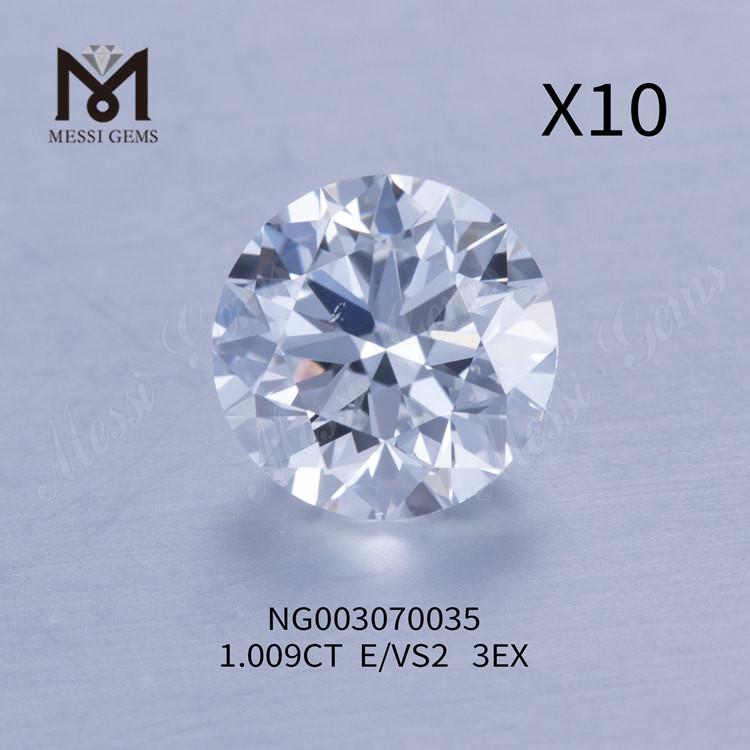 Gros diamants cultivés en laboratoire en vrac 1.009ct rond E VS2 EX CUT