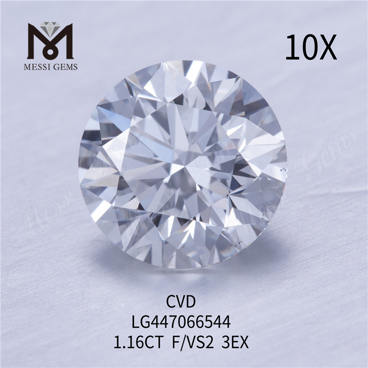 1,16 carat F VS2 Diamants de laboratoire ronds BRILLANT EX Cut CVD