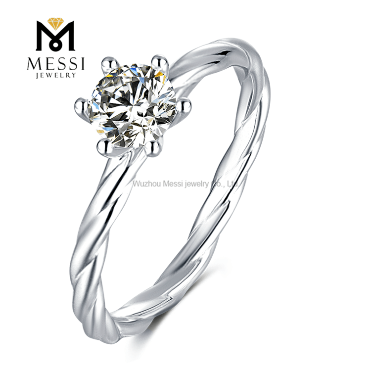 Bague en diamant moissanite 2ct Bague en argent sterling 925 pour mariage