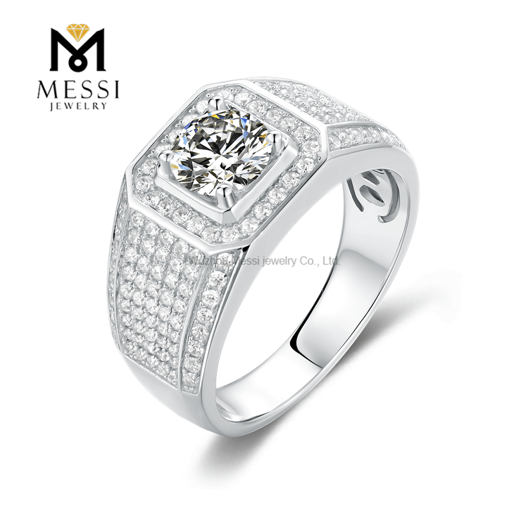 Nouvelle qualité 925 bijoux en argent bague Moissanite hommes anneaux