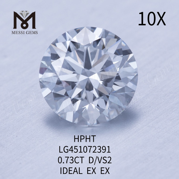 0,73 carat D VS2 RD Diamants de laboratoire IDEAL Cut Grade HPHT