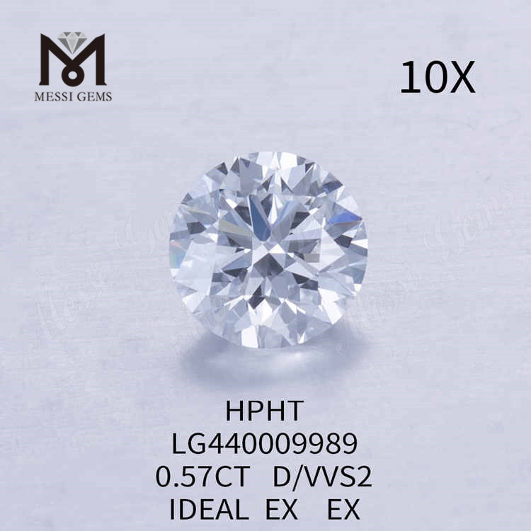 0.57CT D/VVS2 diamant rond cultivé en laboratoire IDEAL