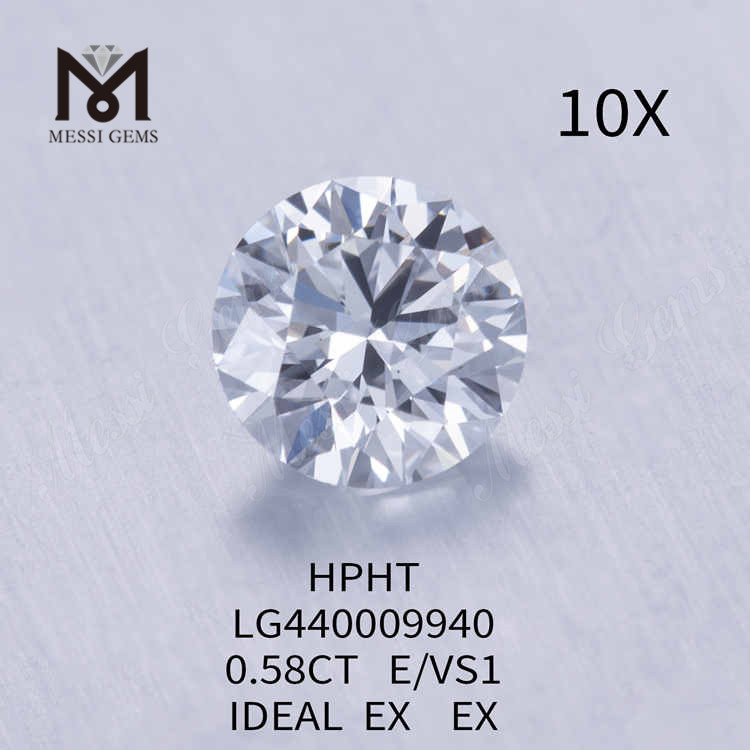 0.58CT blanc E/VS1 diamant de laboratoire rond en vrac IDEAL