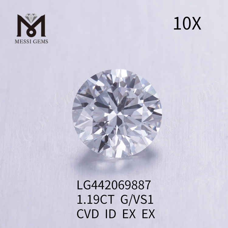 1,19 carat g Diamant de laboratoire rond VS1 IDEAL Cut Grade