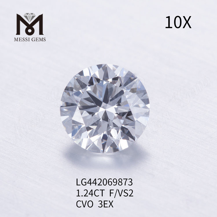 1.24 carat F VS2 Round BRILLIANT IDEAL 3EX diamant fabriqué en laboratoire