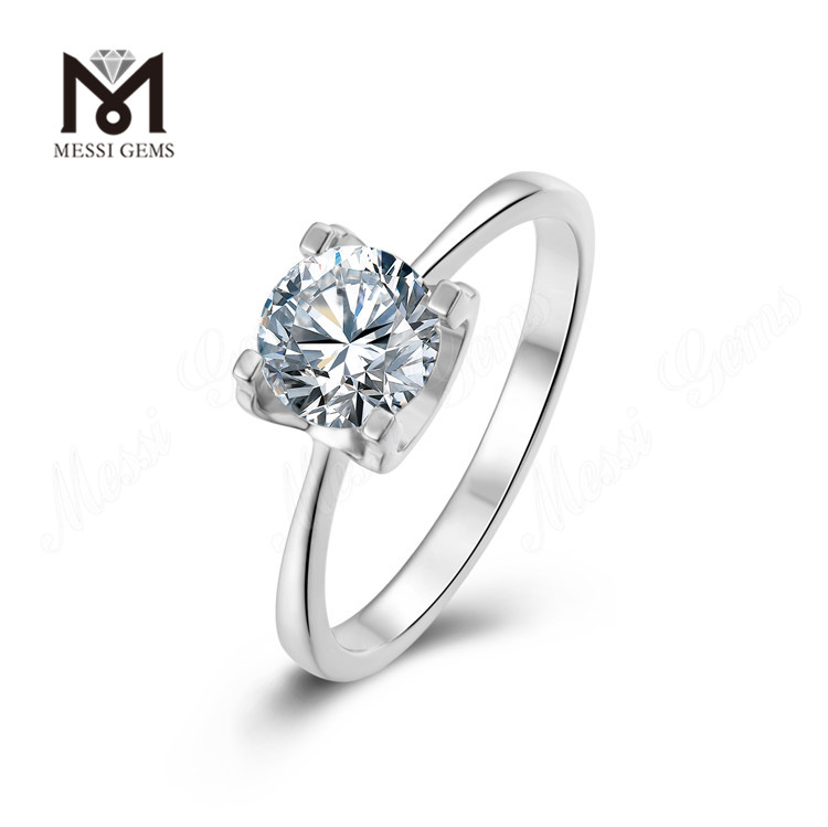 Messi Gems fiançailles 1 carat diamant moissanite 925 bagues en argent sterling femmes pour mariage