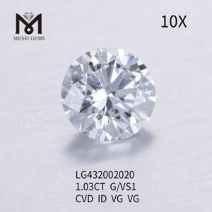 Diamant rond cultivé en laboratoire G/VS1 CVD de 1,03 carat