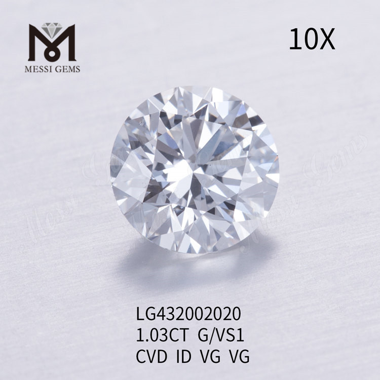 Diamant rond cultivé en laboratoire G/VS1 CVD de 1,03 carat