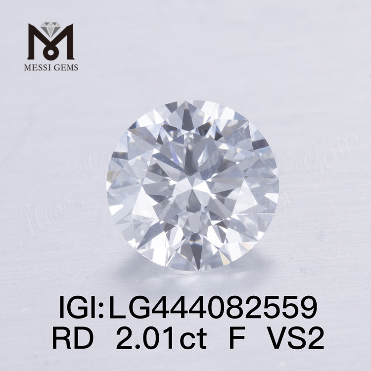 Diamants de laboratoire ronds taille F VS2 EX de 2,01 carats