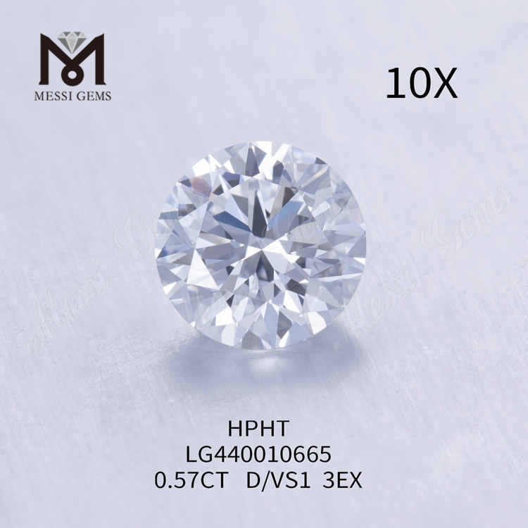 0.57CT D/VS1 diamant rond cultivé en laboratoire 3EX