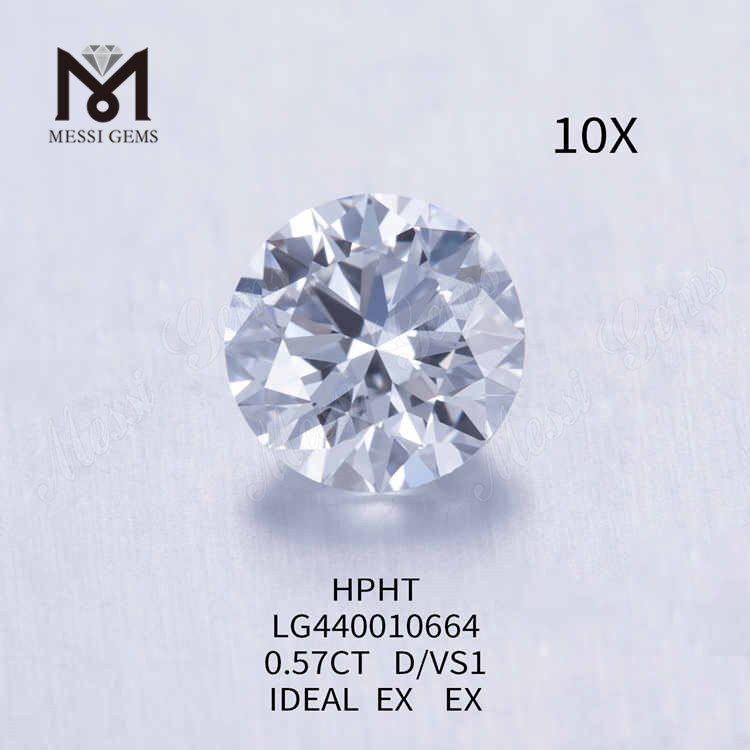 0.57CT D/VS1 diamant rond cultivé en laboratoire IDEAL