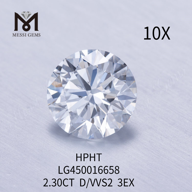 Diamants de laboratoire HPHT ronds de 2,30 carats D VVS2 EX Cut