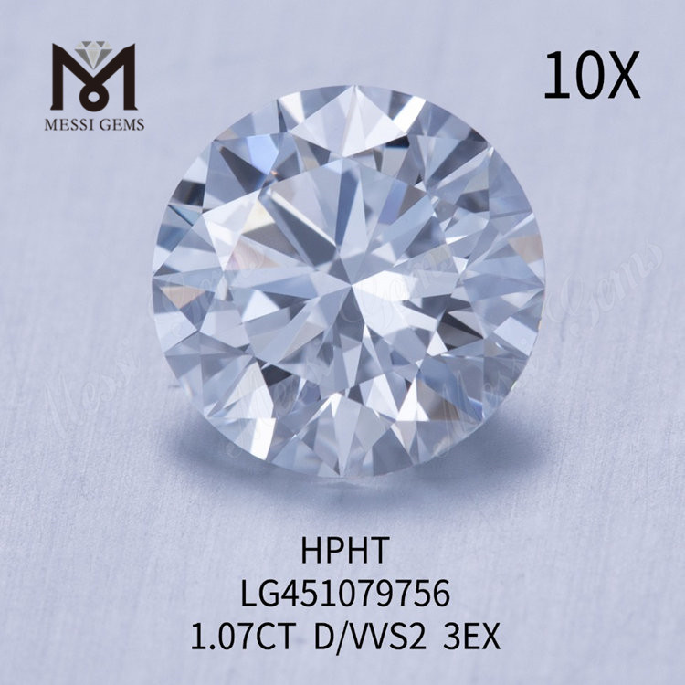 1.07ct D VVS2 RD laboratoire créé diamant HTHP