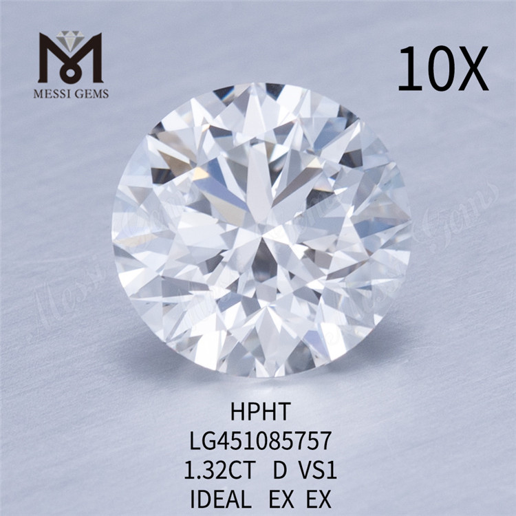 Diamants de laboratoire HPHT 1.32ct VS1 D IDEL Cut