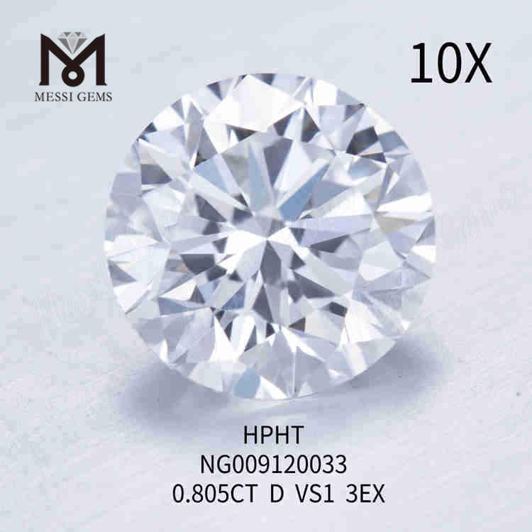 0,805 carat D VS1 diamant rond blanc fabriqué en laboratoire 3EX