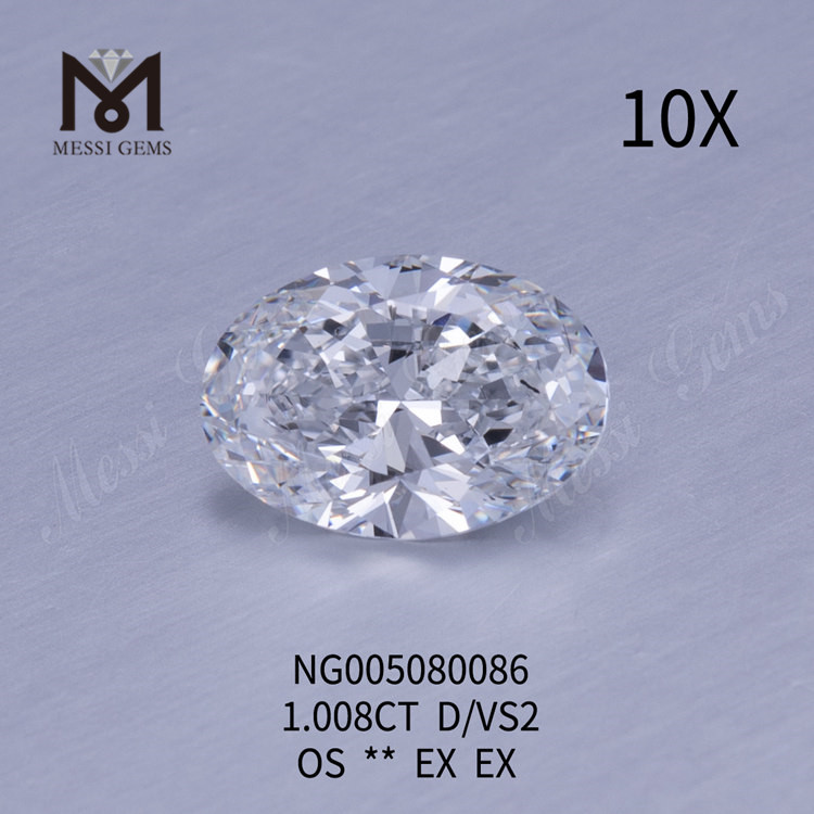 OVAL D diamant cultivé en laboratoire lâche 1.008ct VS2